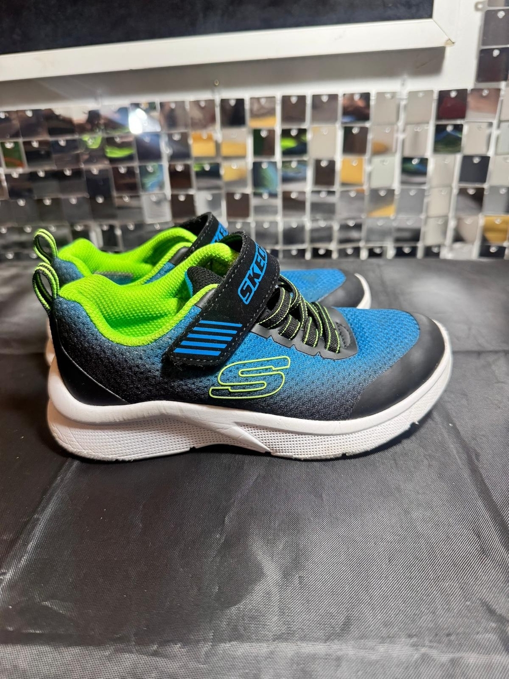 Skechers Kids Blue & Neon Green Athletic Sneakers